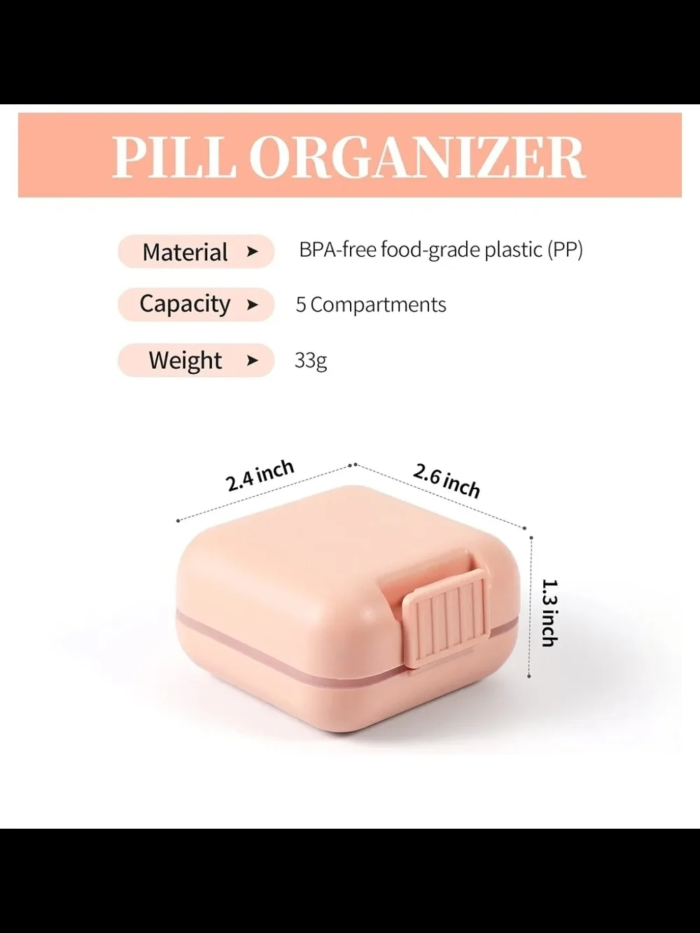 Pink Portable Pill & Small Item Organizer BNIB